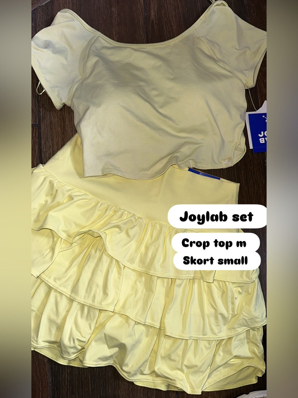 JoyLab Yellow Ruffle Skort Set - Crop Top & Tiered Skort - Picture 1 of 1